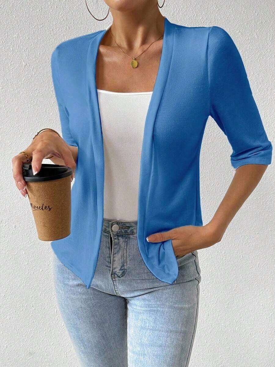 Chaqueta regular para mujer, cárdigan de verano - Azul - Ver 1