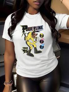 Colorful Figure Of An Animated Singer In A Yellow Suit Illuminated With Lightning, Symbolizing Energy, Youth, And Retro Nineties Music; Comfortable And Modern Women's T-Shirt For Everyday Wear - 白色 - 查看 2