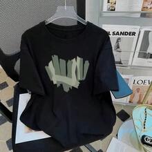 Women's Casual Shirt With Print, Short Sleeves, Round Neck, Spring/Summer Local Urban Fashion. TS1E - 8190黑色[牛奶絲布料] - 查看 12