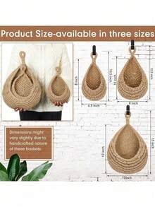 1pc Bohemian Style Woven Hanging Basket, Creative Teardrop Shape, Suitable For Storing Vegetables, Fruits, Kitchen Storage, Home Decor, Room Decor, Wall Decor, Gift, Birthday/Graduation Present, Kitchen Decor - Multicolor - View 7