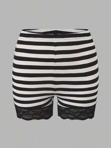 Conjunto de 2 Piezas de Leggings de Encaje en Contraste para Mujer Talla Grande, Verano - Multicolor 2 - Ver 3