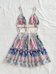 Vestido corto con estampado de limones coloridos para mujeres en vacaciones de primavera, outfit de San Valentín, atuendos de verano, vestido de cumpleaños - Multicolor 4 - Ver 2