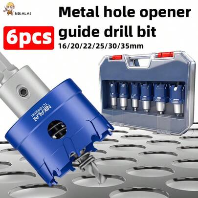 NIKALAI Bộ 6 mũi khoan bậc thang hợp kim kim loại đa kích thước 16/20/22/25/30/35mm, làm bằng răng cắt cacbua bền chắc, thích hợp cho thép không gỉ/thép/nhôm/sắt, khoan lỗ chính xác cho việc cải tạo nhà cửa/công nghiệp, kèm hộp đựng di động.