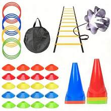 Outdoor Agility Ladder Set: Includes Soccer Training Equipment - Speed Ladder, Cone Markers, And Carrying Bag For Soccer Fitness Training - Set 1 (1 Agility Ladder + 20 Sign Discs) - View 1
