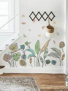 2 piezas Pegatinas de pared con estilo bohemio y flores, patrón de flores silvestres y plantas, vinilos decorativos extraíbles para la habitación de los niños, la sala de estar/fondo de sofá, decoración de pared - estilo bohemio - Ver 7