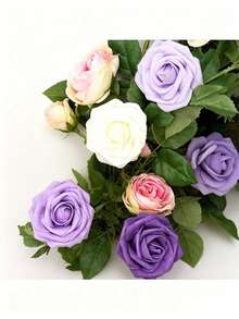 50 PIEZAS Rosas Artificiales de Espuma Púrpura con Tallos, Textura Realista, Adecuadas para Ramos de Boda DIY, Corsages, Flores de Muñeca, Ramos de Dama de Honor, Decoración de Boda, Decoración de Fondo de Fiesta de Boda, Decoración del Hogar, Sala de Estar, Comedor, Cocina, Estudio, Decoración de Dormitorio - Morado - Ver 3
