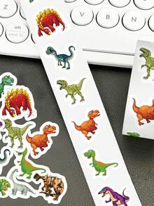 500pcs Dinosaur Sticker Roll, PVC Self-Adhesive Stickers, Suitable For Luggage, Skateboard, Guitar, Laptop, Scrapbook, Notebook, Phone Case, DIY Crafts, Asymmetrical Mixed Colors, Disposable - Multicolor - View 4