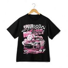 Speed Racer Graphic-Shirt – Streetwear Racing Car Cool Retro Style Tee  UK - Black - View 3