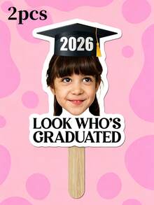 Accesorios personalizados para cabina de fotos de graduación con foto, decoración de recorte de papel personalizado "¿Quién se graduó?", decoración para fiesta de graduación 2026 - Multicolor - Ver 9