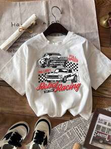 Women's Short-Sleeved Top With Round Neck, Car Design, New 2026 Model, Summer Style. - 白色 - 查看 2
