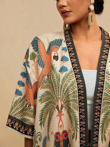 2 piezas Conjunto de talla grande Chaqueta de manga corta con estampado de leopardo, casual y de moda para uso diario - Multicolor 4 - Ver 6