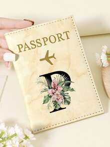 1pc A-Z 26 Letters Fashionable Letter Print Stylish Burgundy Passport Cover, Premium PU Leather Passport Wallet With Multi-Card Pockets For Credit Cards, Boarding Passes, And IDs, Compact And Portable Travel Essentials Organizer For Women, Men - Pink - View 131
