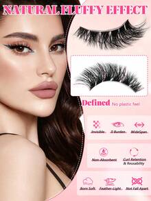 880 Clusters Of 3D Thickened False Eyelashes, 20D+40D+60D+80D+100D+160D, 9-16mm Length, Lightweight And Reusable, New DIY False Eyelashes, Fluffy And Soft, Enlarging The Eyes, Large Capacity Single Eyelash Set - D - View 5