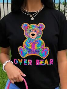 Camiseta unisex, para mujerManga cortaCamiseta-aBlancoTeeCon características destacadasaColoridoOsoImprimirDiseño,HechodeSuave,ElásticoTelaconaInformalRedondoCuello,MáquinaLavableaEleganteSuperiorparaTodosEstaciones del año,De modaRopa, vestimentaÚnicoGráficoTee,CómodoFit,ropademujerblusasparadamacasualescamisasdemujerblusablusasparamujercamisas, GráficasimpresoAmigable con la piel, estilo de los 90Retro, Ropa Urbana, De ModacasualCamisetas, GráficasimpresoAmigable con la piel, estilo de los 90Retro, Ropa Urbana, De Modacasualcamisetas - Negro - Ver 1