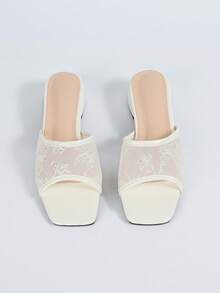 Women's Slip-On Sandals, Square Toe, Open Toe, Chunky Heel, Backless, Slip-On, Fashion Versatile Casual Wear High Heel Mules - Beige - View 8