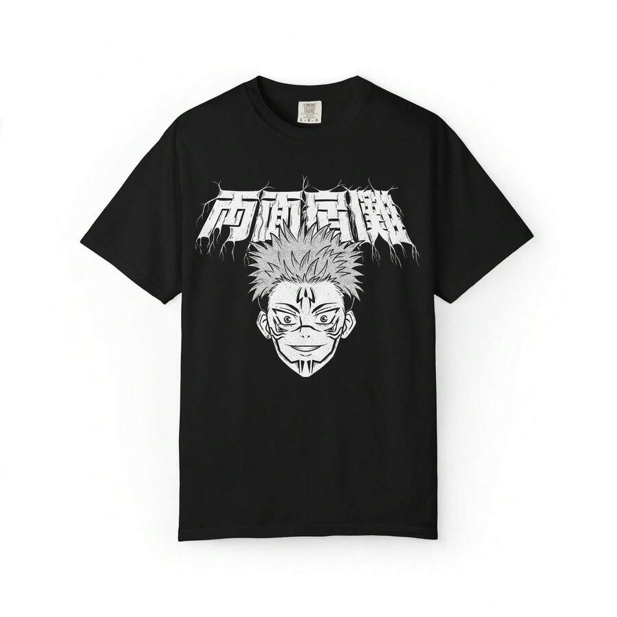 King Of Curses JJK Metal Black White Graphic T-Shirt220g Cla-Ssic Cotton T-Shirt - UniS-Ex - The Shirt You A-Lways NeededSuitable For All People, Whether WoM-En Or M-Enhigh-Quality Durable Fabric Suitable For All Seans,Ft To The Touch But Built To LastBreathabletops WoM.En Fall OutfiT.S For WoM.En VaC.Ation OutfiT.S WoM.En Easter, St. Patrick's Day Costume - 黑色 - 查看 1