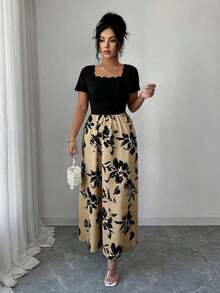 Vestido maxi elegante, exquisito y lujoso de mujer para la primavera/verano 2026 - Caqui - Ver 5