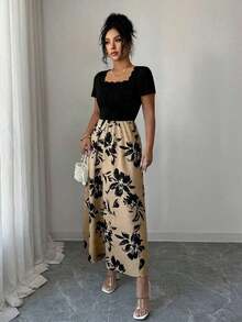 Vestido maxi elegante, exquisito y lujoso de mujer para la primavera/verano 2026 - Caqui - Ver 6