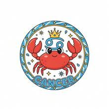 Cancer, Signo del Zodíaco, Cangrejo de Dibujos Animados - Gráfico de Ropa de Astrología y Horóscopo - Blanco - Ver 8