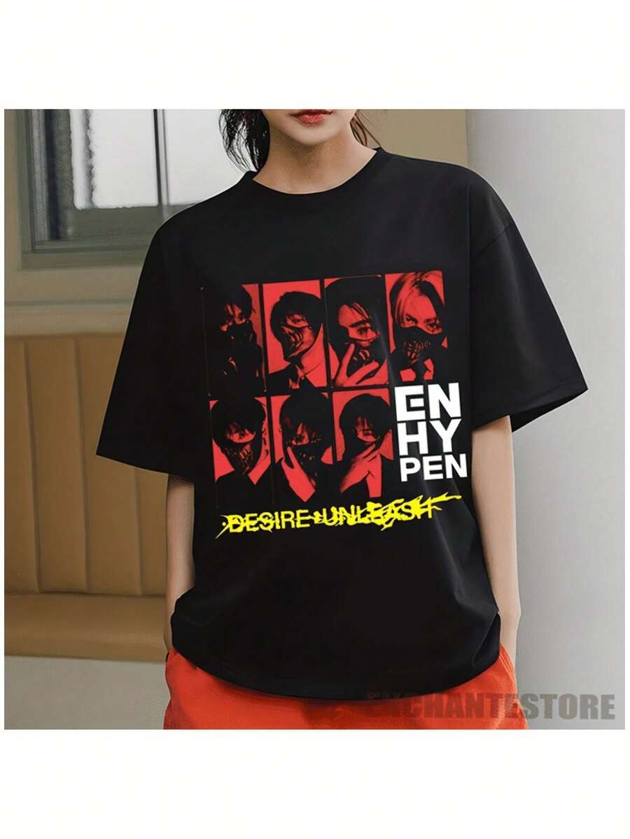 CamisetainformalyCamiseta versátil para hombre, nueva colección 2026-Camiseta de estilo callejero anime "Cruzando Fronteras" y "El Deseo Libera el Destino", con imágenes de los miembros, diseño casual de cuello redondo, una de las favoritas entre los fans de K-Pop, talla grande, Camisa.demangacortaparahombre,Camisetascondiseñosgráficosparaniñospequeñoadecuadoparaelusodiario,Camisetadehombre,Camisetascontemáticodeprimavera2026,camisetasdePascuaparabebésniñas,Ropadeverano - Negro - Ver 1