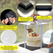 Juego de 2 cajas transparentes para pasteles en color negro, caja transparente para pasteles con cinta, caja reutilizable para regalo y transporte de pasteles y postres. - Negro - Ver 3