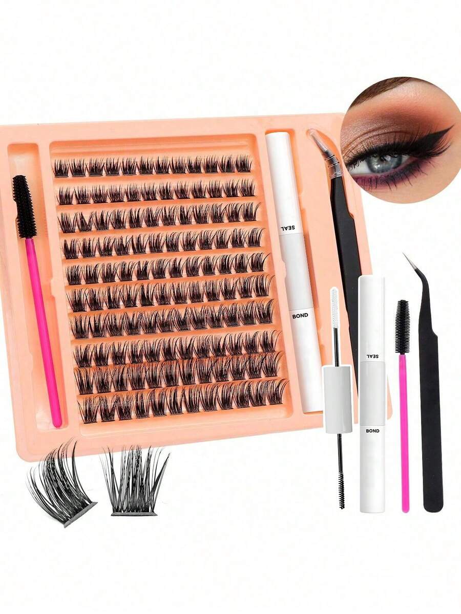 Pestañas individuales AZENLO C-Curl, set de 120 piezas, pestañas postizas esponjosas DIY, longitudes mixtas de 10/12/14/16 mm, kit de extensión de pestañas en racimo suave y natural - Blanco - Ver 1