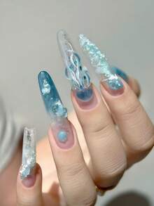 1pc Deep Sea Element Mold, Includes Seashell, Fish Tail, Dolphin, Starfish, Coral, Jellyfish 3D Nail Art Decorations, Essential Tool For Nail Technicians, Transparent Silicone Mold - Clear - View 2