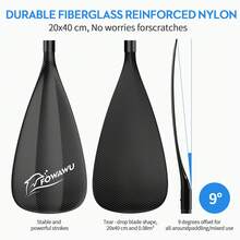 Remo de SUP FOWAWU de aluminio, remo de pie de 3 piezas, ajustable de 160 a 210 cm, remo muy ligero de 804 g para remo de pie, surf, navegación, piragüismo - Negro - Ver 2