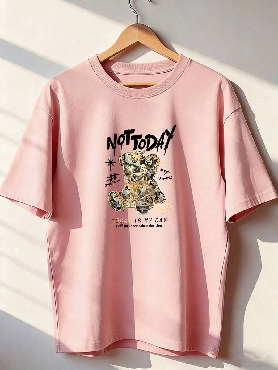 Stylish Urban T-Shirt, A Short-Sleeved T-Shirt For Spring And Summer 2026, Made In Mexico, 180 Grams. Cartoon Print, Couple Design, Suitable For Indoor Or Outdoor Wear. Crew Neck, Unisex, Ideal For The Office And Leisure. One-Pack. - PK-P631577SLNDXZGY565 - 查看 1