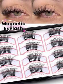 MAANGE 3 Pairs Magnetic False Eyelashes, Half-Lash Style, No Glue Needed, Short Magnetic Eyelashes, Natural Cat Eye Makeup Effect, Reusable, Suitable For Eyelash Extensions, Ideal For Those With Heavy Eyelids, Makeup Bloggers, And As A Gift - Black - View 6