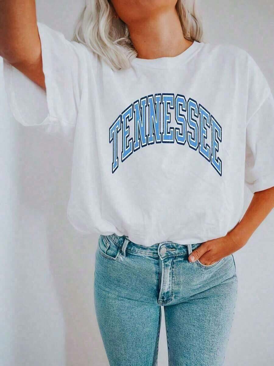 Tennessee Knoxville College Preppy Tennessee Vols Okey T-Shirt, White, Various Sizes, 100% Cotton - Send Warmth To Your Loved Ones, A Perfect Birthday Gift And A Surprise For Any Day. 100% Cotton, Crew Neck, Soft Fabric, Short Sleeves, Breathable And Cool. - 白色 10 - 查看 1