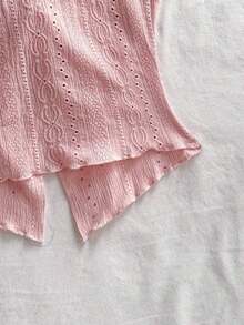 Camiseta sin tirantes sexy y con estilo, con nudo, bajo con abertura y espalda abierta - Rosa - Ver 7