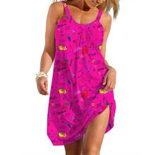 Women's Sleeveless Summer Dress, Casual Wear, Pastoral Style, Floral Streetwear, Loose Dresses, Skirt For Girls - 藍色 - 查看 7