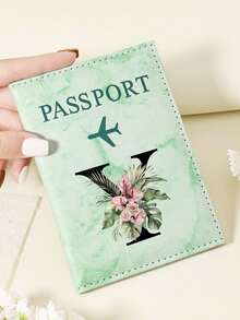 1pc A-Z 26 Letters Fashionable Letter Print Stylish Burgundy Passport Cover, Premium PU Leather Passport Wallet With Multi-Card Pockets For Credit Cards, Boarding Passes, And IDs, Compact And Portable Travel Essentials Organizer For Women, Men - Pink - View 45
