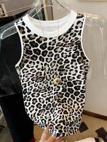 Camiseta de tirantes casual y versátil con cuello redondo y ribete acanalado a rayas para mujer - Multicolor - Ver 3