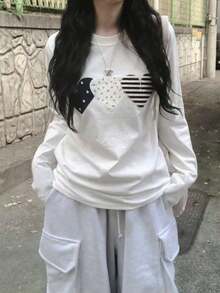 Women's Long-Sleeved T-Shirt, 100% Cotton, Modern And Versatile, 210g, One Piece. - White - View 6