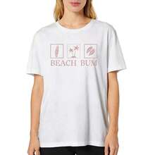 Women's Short-Sleeved T-Shirt With Beach Graphic Print, Comfortable For Casual And Elegant Outfits, Lightweight And Breathable, Machine Washable, Regular Fit, Round Neck. - 風格 - 查看 2
