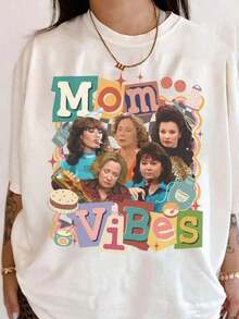 Vintage 90s Mom Vibes Shirt, Mom Life Shirt, Funny Mama Cool Mom Club Shirt, Retro 90s Movie Lover Shirt, Mother's Day Gift, camiseta retro con estampado de gato y ramen, camiseta linda con gatito .Camiseta informal de moda con estampado creativo para mujer, de manga corta y cuello redondo, para primavera y verano T-Shirt Women Festive Celebration Shirt Party Wear Top - blanco - Ver 1