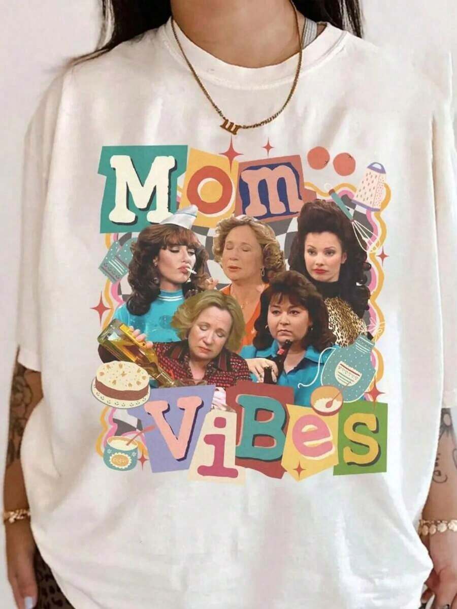 Vintage 90s Mom Vibes Shirt, Mom Life Shirt, Funny Mama Cool Mom Club Shirt, Retro 90s Movie Lover Shirt, Mother's Day Gift, camiseta retro con estampado de gato y ramen, camiseta linda con gatito .Camiseta informal de moda con estampado creativo para mujer, de manga corta y cuello redondo, para primavera y verano T-Shirt Women Festive Celebration Shirt Party Wear Top - blanco - Ver 1