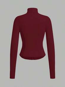 1 pieza Chaqueta ajustada de punto azul marino ligera para protección solar en otoño/invierno - Burdeos - Ver 2