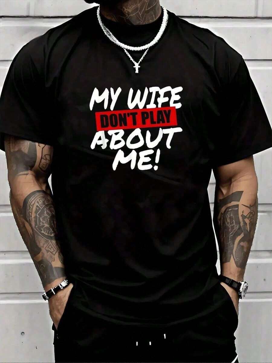 Mi esposa no se burla de mí, camiseta de algodón con estampado gráfico para hombre, camiseta con humor sarcástico para uso diario, suavidad y comodidad premium, excelente idea de regalo para esposos con estilo. DCNR - Blanco - Ver 1
