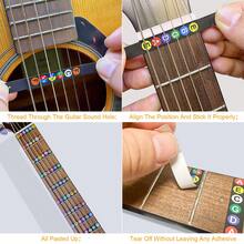 2pcs Self-Adhesive Guitar Fretboard Note Stickers, Comes With 3pcs Random Color Guitar Picks (0.71mm Thickness), Colorful Note Stickers Fretboard Grid - Best Guitar Learning Tool For Beginners - Black - View 4