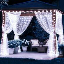 1 Stück, 3m X 3m / 9,8ft X 9,8ft, batteriebetrieben, Märchen LED Vorhang Lichterkette, Weihnachten, Halloween, Zimmer, Party, Hochzeit, Hintergrund Atmosphäre Dekoration - Batteriekasten-Vorhangleuchte - Übersicht 5