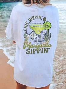 1 camiseta retro con diseño de margarita para el 5 de mayo, camiseta divertida para celebrar en México, camiseta de verano con diseño de margarita para mujer, ideal para vacaciones de primavera, camiseta de manga corta, cuello redondo, estilo casual, de gran tamaño, con tela suave y transpirable, perfecta para fiestas y regalos vintage. - Blanco - Ver 4