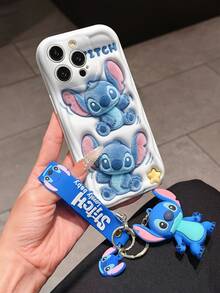 Disney Lilo And Stitch Phone Case : 3D Fluffy Pattern Border Protector Phone Soft Phone Case With A Free Cute Stitch Bracelet Chain Lanyard, Stitch, Lilo, Angel, For Apple 17 Promax 17 Pro 16 15 14 13 12 11 Pro Max XS Max X XR Soft Cover Summer Phone Case - 白色 - 查看 3