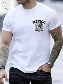 ALL IS ONE Graphic TeesPlayera de Hombre con Gráfico de Fútbol de la Copa Mundial y Águila Mexicana, Cuello Redondo Casual de Manga Corta con Diseño de MÉXICO y 1927, Ropa Urbana Deportiva Ajustada100% 2026 Mexico World Cup - Negro - Ver 6