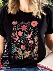 Camiseta de manga corta de moda para primavera y verano de 2026, hecha en México, 180 gramos. Estampado de dibujos animados, modelo de pareja, apta para uso interior o exterior. Cuello redondo, unisex, ideal para oficina y ocio. Paquete de una pieza. - Negro - Ver 5