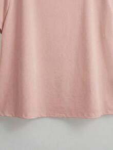 Versatile And Casual Everyday Short-Sleeved T-Shirt With Round Neck And Faux Pearl Embellishments For Plus-Size Women - 羅莎 - 查看 5