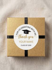 Pegatinas redondas personalizables con texto, etiquetas de regalo personalizadas para fiestas, decoraciones de celebración lindas y exquisitas, adecuadas para cajas de pasteles, invitaciones, álbumes de recortes y son una opción de regalo única para la temporada de graduación, aniversarios y eventos festivos. Recuerdos personalizables con texto. - Estilo D - Ver 5