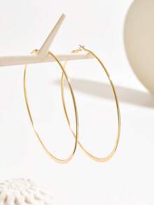 1 Pair Exaggerated Fashion Minimalist Creative Versatile Small Hoop Earrings, Delicate Design Suitable For Daily Wear For Women - Gold - View 4